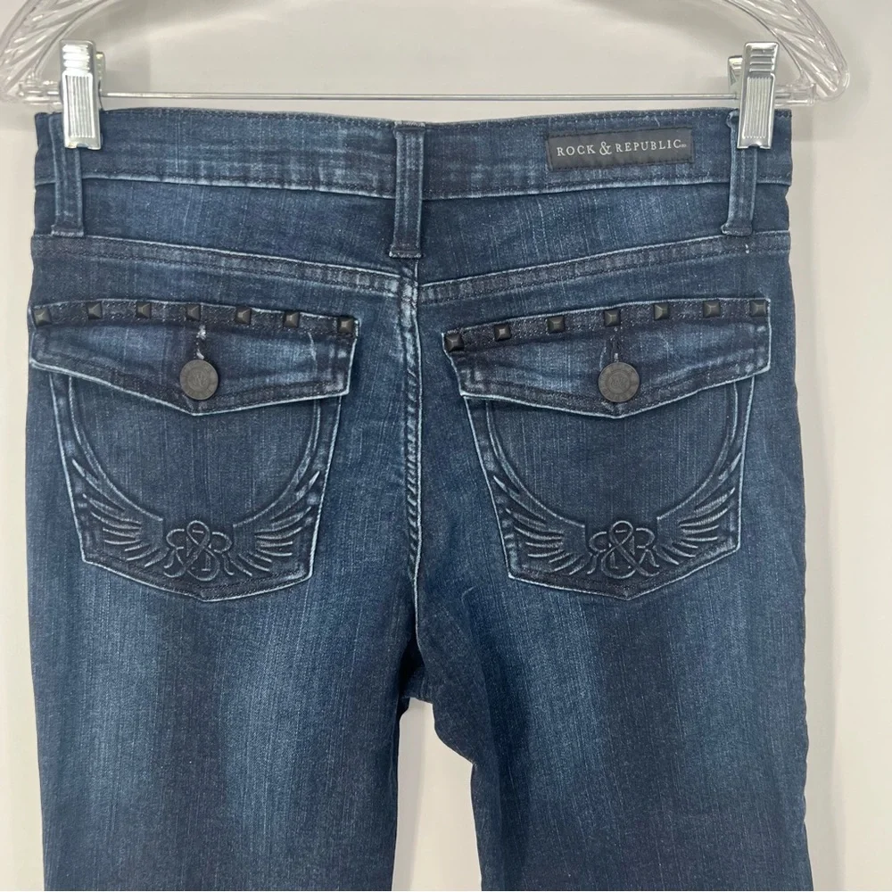 Rock & Republic Women's Size 8 Kasandra Stretch Bootcut Denim Jeans Studded READ - Picture 9 of 14